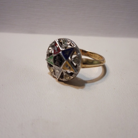 "Eastern Star" Beautiful and Detailed Vermeil Ring - Picture 7 of 8